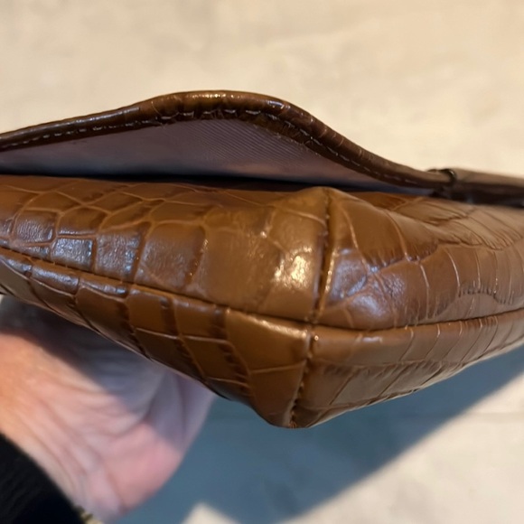 Coach  Vintage Ashley large Wristlet  Croc pattern Leather  brown /Silvertone - Picture 7 of 9